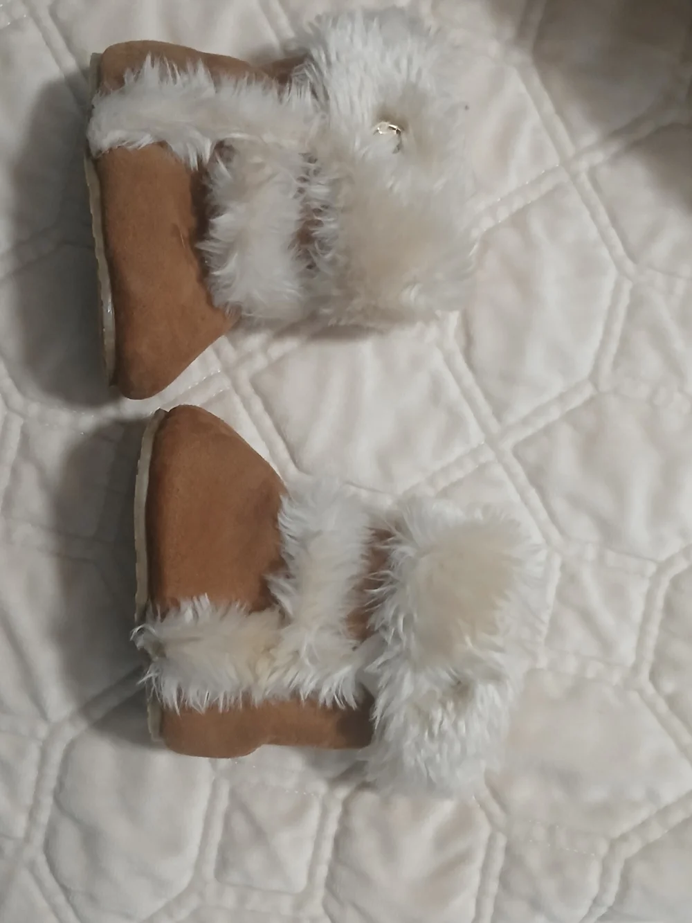 Michael Kors Kids Brown Booties with Cream Faux Fur